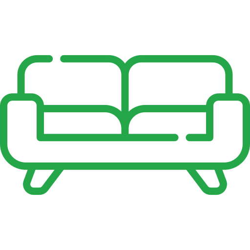A green icon depicting a couch.