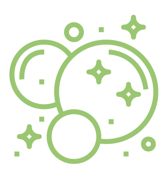 A green icon depicting bubbles